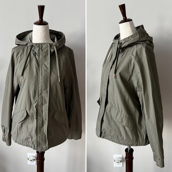 H&M Military Short Length Hooded Jacket - Water Repellent - Olive - Picture 1 of 9